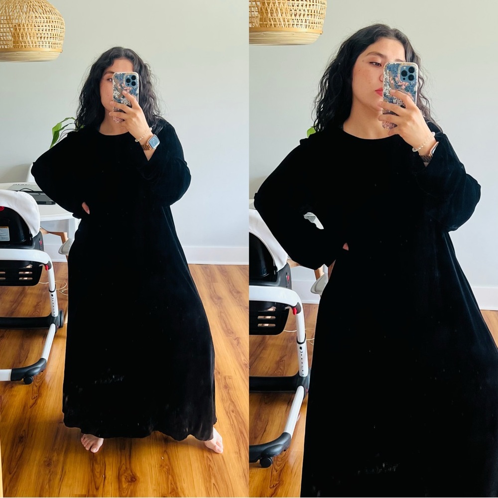 Eileen Fisher Velvet Bateau Neck Dress Size XL